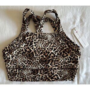 KIRAGRACE x KATHRYN BUDIG Cheetah Print Cross Back Sports Bra Sz Medium NWT
